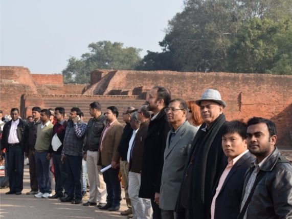 Nalanda University Community Participates in Human Chain Formation event by District Administration to raise awareness about Liquor Ban