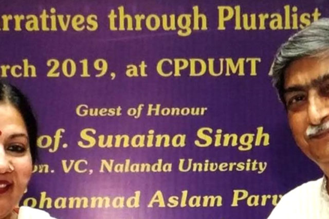 Prof. Sunaina Singh , the Hon’ble Vice Chancellor of Nālandā University addressing scholars of Comparative Literature on 11 th  March 2019