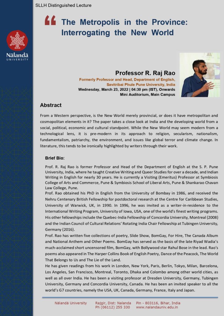 Prof Raj R Rao And Ua Nalanda University | Lecture: The Metropolis in the Province ...