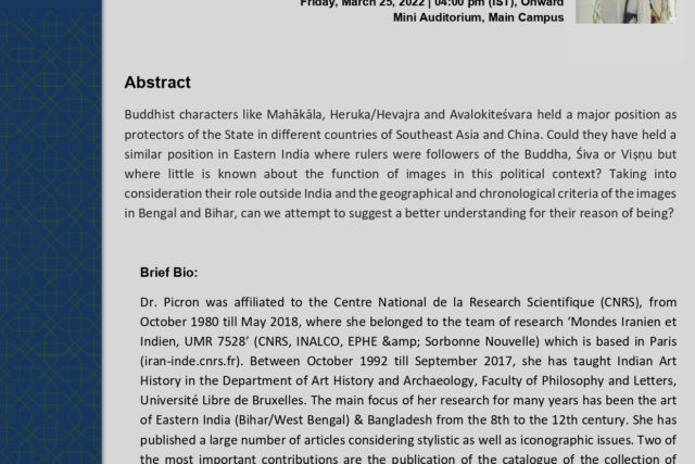 SHS Distinguished Lecture: Buddhist Images of Power and Protection in Eastern India and Southeast Asia by Dr Claudine Bautze Picron