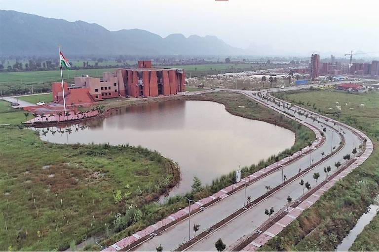 Aerial View of Administrative Block With Waterbodies
