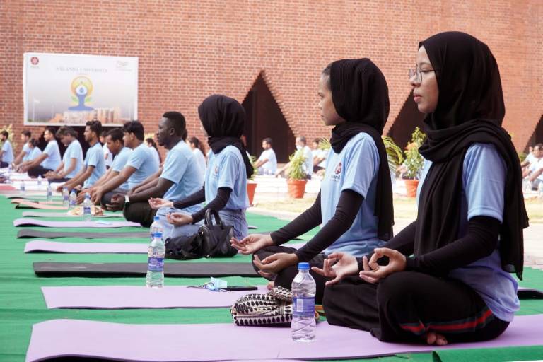 Students Meditating at Nalanda University