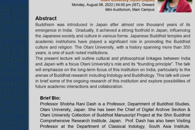 Lecture by Professor Shobha Rani Dash on “Building Bridges: Cultural, Philosophical and Spiritual Linkages between India and Japan”