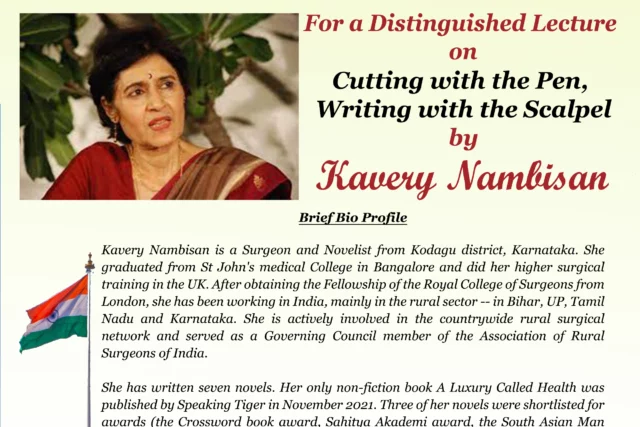 Distinguished Lecture on “Cutting with the Pen, Writing with the Scalpel” by Dr. Kaveri Nambisan: February 01, 2023