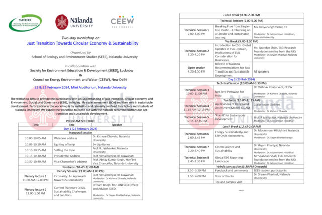 Workshop on Just Transition Towards Circular Economy and Sustainability