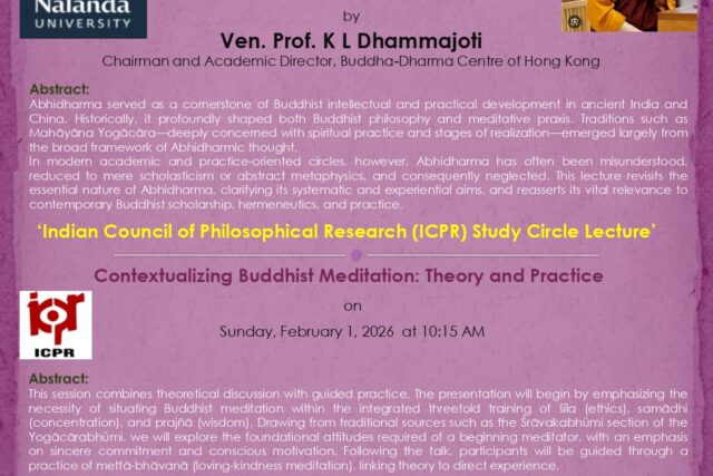 Distinguished Lectures by Ven. Prof. K L Dhammajoti