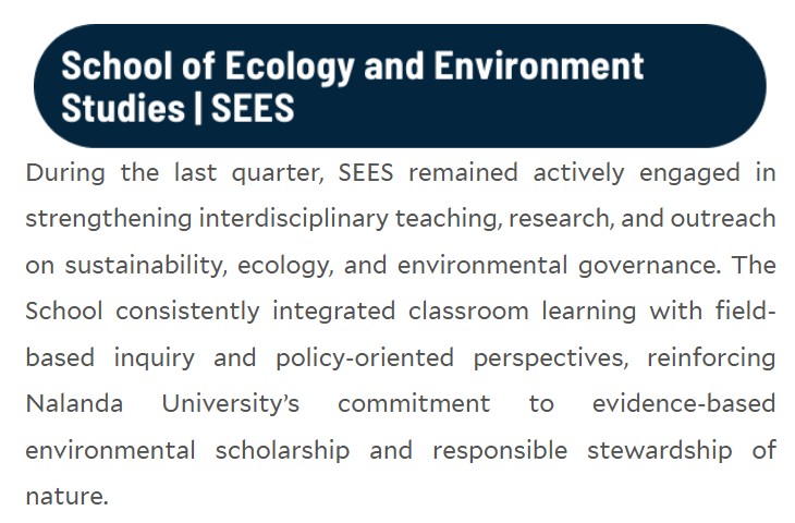 School of Ecology and Environment Studies | SEES